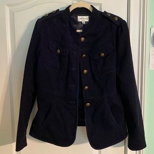 Vintage navy Alice Temperly military blazer with brass buttons